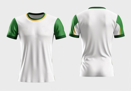 white and green sports jersey mockup, front and back view, generative aiの素材