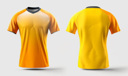 orange sports jersey mockup, front and back view, generative aiの素材