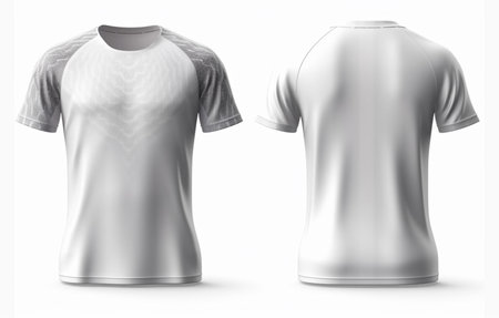 white sport shirt mockup with gray abstract pattern, front and back view, generative aiの素材