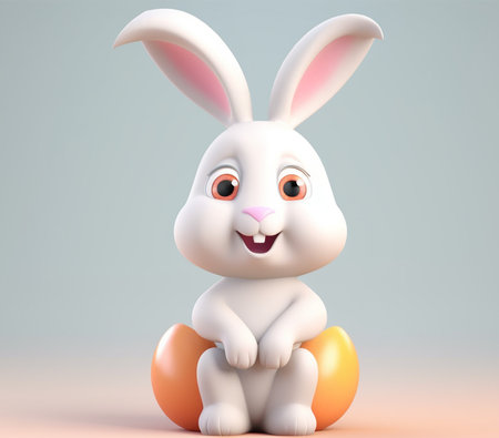easter day poster, bunny character smiling happily. generative aiの素材