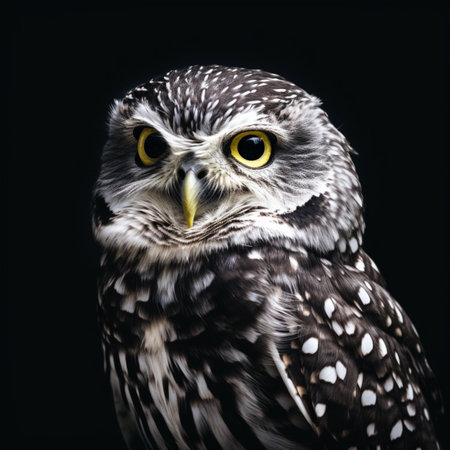 owl head, detailed photo with staring face, generate aiの素材
