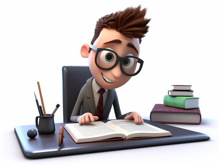 business character is busy working, key symbol of success, 3d illustration, generative aiの素材
