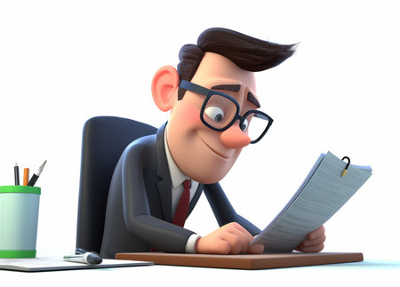 business character is busy working, key symbol of success, 3d illustration, generative aiの素材
