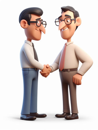 a business man shaking hands with his business partner, deal concept, cooperation, 3d illustration character. generative aiの素材