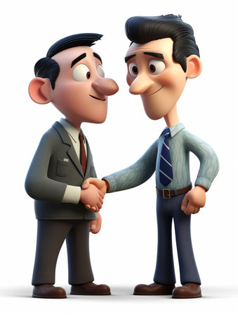 a business man shaking hands with his business partner, deal concept, cooperation, 3d illustration character. generative aiの素材