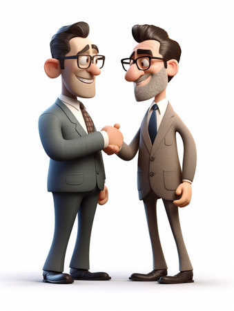 a business man shaking hands with his business partner, deal concept, cooperation, 3d illustration character. generative aiの素材