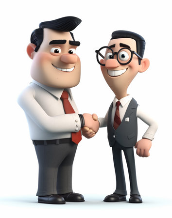 a business man shaking hands with his business partner, deal concept, cooperation, 3d illustration character. generative aiの素材