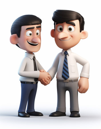 a business man shaking hands with his business partner, deal concept, cooperation, 3d illustration character. generative aiの素材