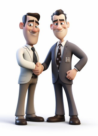a business man shaking hands with his business partner, deal concept, cooperation, 3d illustration character. generative aiの素材