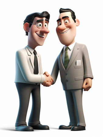 a business man shaking hands with his business partner, deal concept, cooperation, 3d illustration character. generative aiの素材