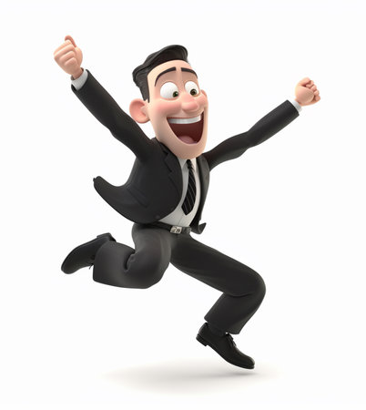 a businessman with happy expression, concept of success achieving goals, 3d illustration. generative aiの素材