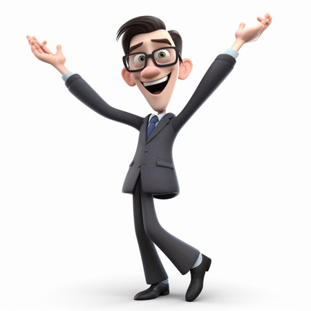 a businessman with happy expression, concept of success achieving goals, 3d illustration. generative aiの素材