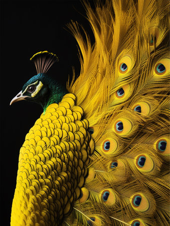 Detailed portrait of a beautiful peacock, generative aiの素材