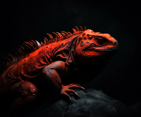 Detailed portrait of red iguana, generative aiの素材