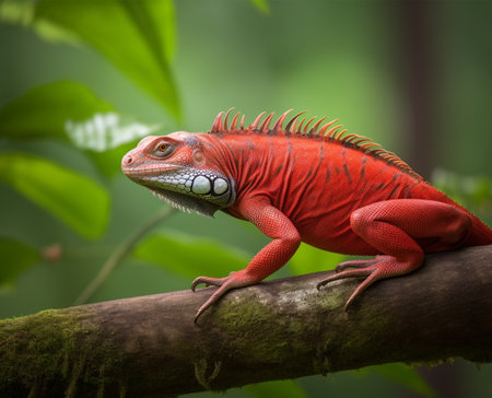 Detailed portrait of red iguana, generative aiの素材