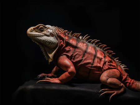 Detailed portrait of red iguana, generative aiの素材