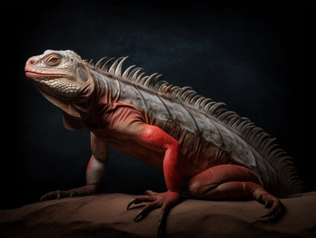 Detailed portrait of red iguana, generative aiの素材