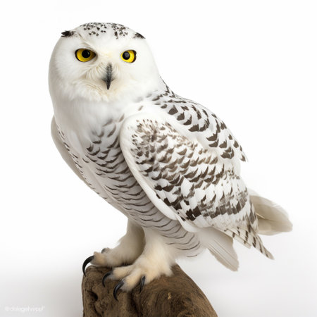 White owl portrait, photo studio on white background, generative aiの素材
