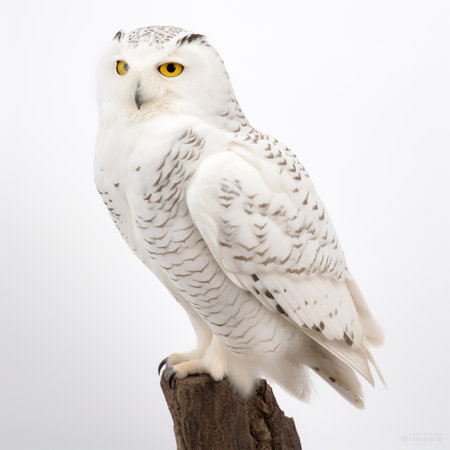 White owl portrait, photo studio on white background, generative aiの素材