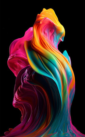 Abstract background of color flowing liquid. 3d rendering, 3d illustration.の素材