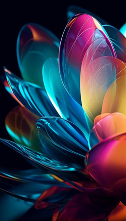 3d rendering, abstract background, multicolored flower, digital illustrationの素材