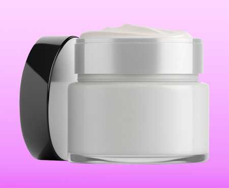 display of beauty cream container with open lid, generative aiの素材