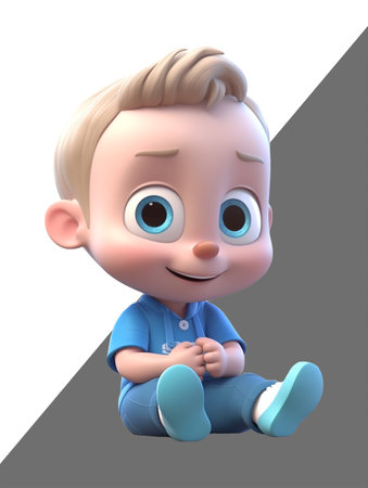 cute baby 3d character with smiling face expression.の素材