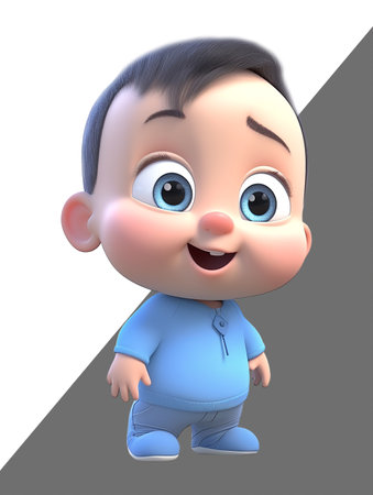 cute baby 3d character with smiling face expression.の素材