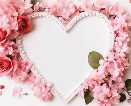 floral ornate background and love shape frame. generative aiの素材