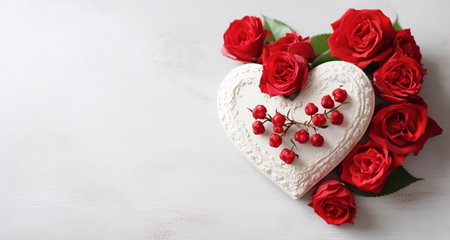 flower decoration and love shape. background with copy space, generative aiの素材