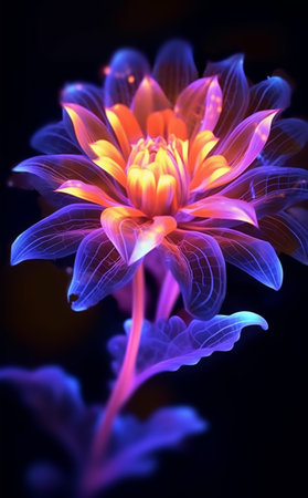 beautiful colorful flower background, with neon light effect, generative aiの素材