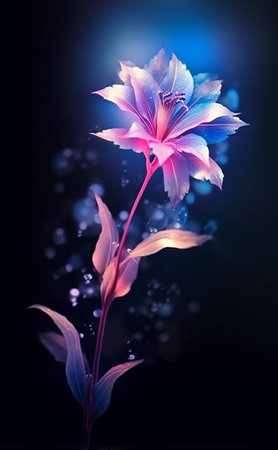 beautiful colorful flower background, with neon light effect, generative aiの素材