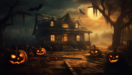 halloween poster, celebration background, greeting card, banner, etc, generative aiの素材