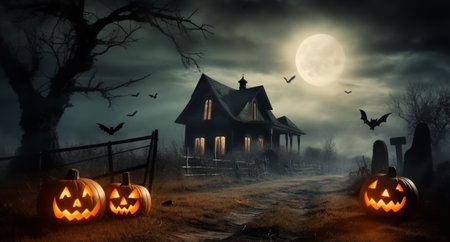 halloween poster, celebration background, greeting card, banner, etc, generative aiの素材