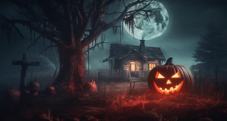 halloween poster, celebration background, greeting card, banner, etc, generative aiの素材