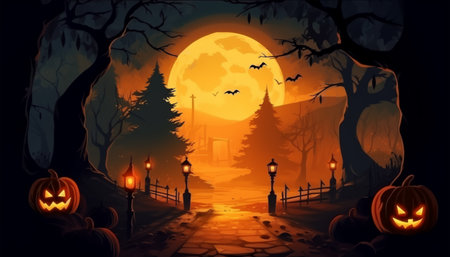 halloween poster, celebration background, greeting card, banner, etc, generative aiの素材