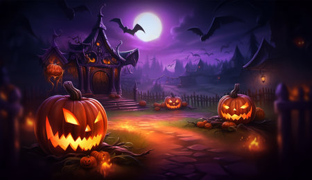 halloween poster, celebration background, greeting card, banner, etc, generative aiの素材