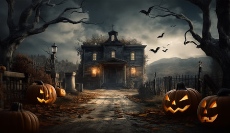 halloween poster, celebration background, greeting card, banner, etc, generative aiの素材