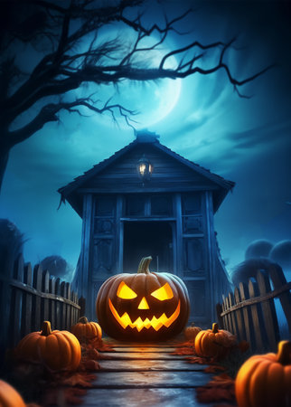 halloween poster, celebration background, greeting card, banner, etc, generative aiの素材