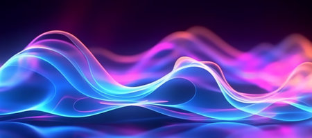 wavy neon light motion effect background. generative aiの素材