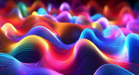 wavy neon light motion effect background. generative aiの素材