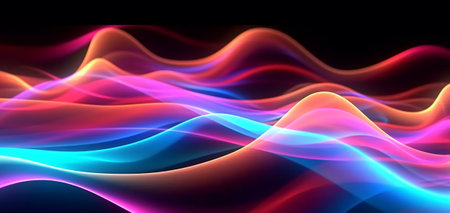 wavy neon light motion effect background. generative aiの素材