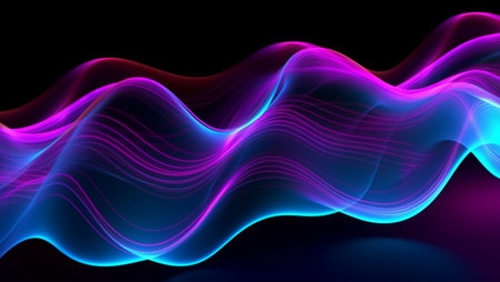 wavy neon light motion effect background. generative aiの素材
