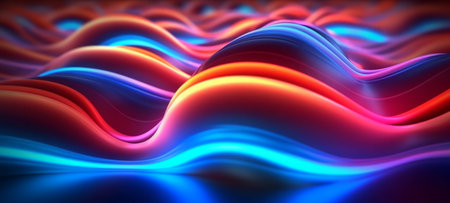 wavy neon light motion effect background. generative aiの素材