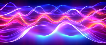 wavy neon light motion effect background. generative aiの素材
