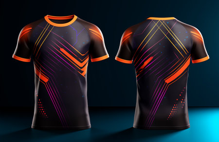 Sport jersey template with front and back view, generative aiの素材