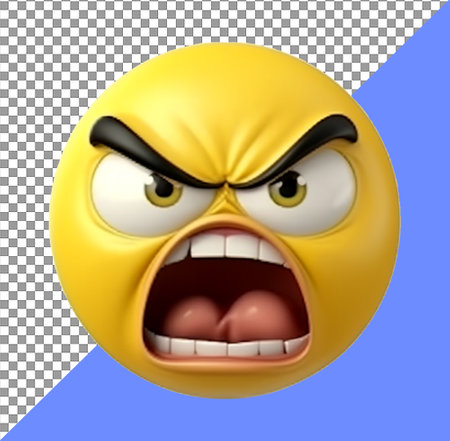 yellow emoticon 3d icon. angry facial expression. generative aiの素材