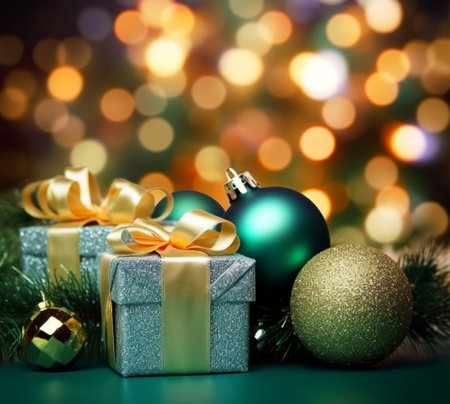 christmas decoration poster with bokeh background. generative aiの素材