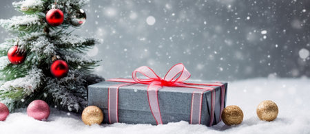 snow background christmas banner with copy space. generative aiの素材