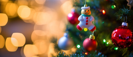 bokeh background christmas banner with copy space. generative aiの素材